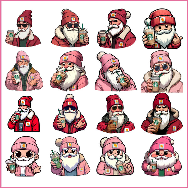 cute pink Santa png bundle