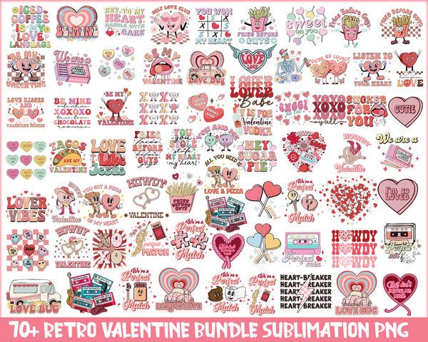 Retro Valentine Bundle PNG, Retro Valentine Png, Western Valentine Png, Happy Valentine's Day Png, Only PNG file