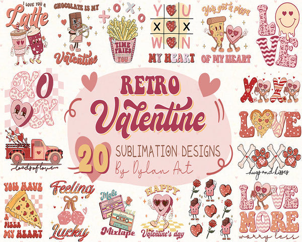 Retro Valentine's Day PNG, Cute Valentines Sublimation Design, Retro Valentine PNG - VLT29122204
