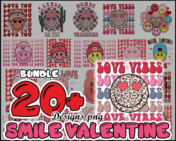 Valentines Smiley Faces PNG Sublimation Design | Valentines Day Love Smile | Instant Download on Ultimatesvg.net