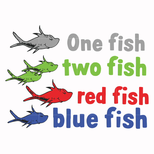 One fish two fish red fish blue fish svg, png, dxf, eps file DR00078