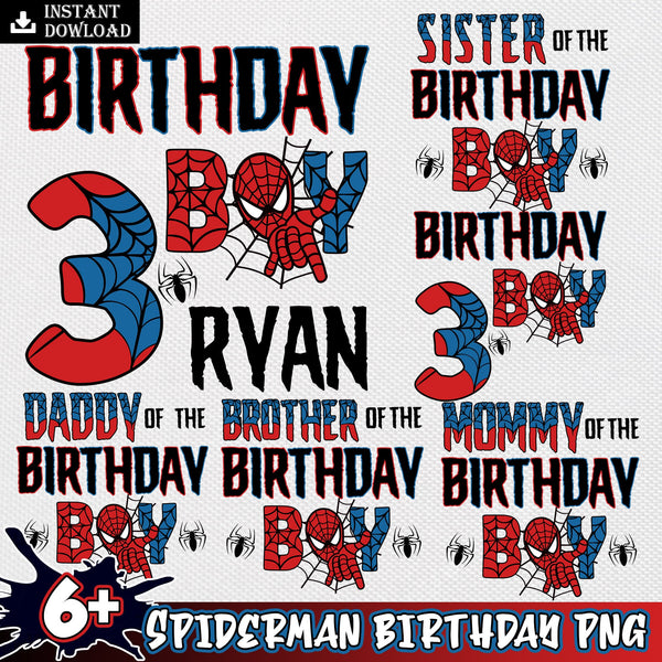 Spiderman birthday png bundle