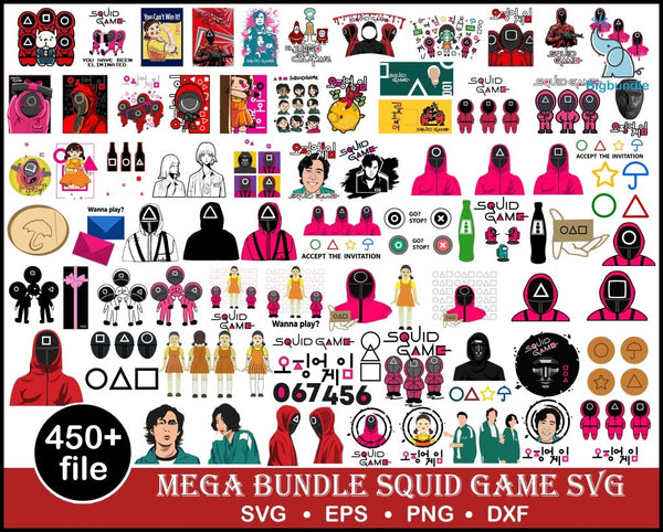Squid Game Bundle SVG, squid game vector, squid game silhouette, squid game birthday, cricut machine, squid game cutfile, squid game movie