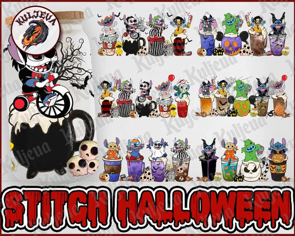Stitch Horror Movie Halloween Glass Can, halloween png,  Instant Download