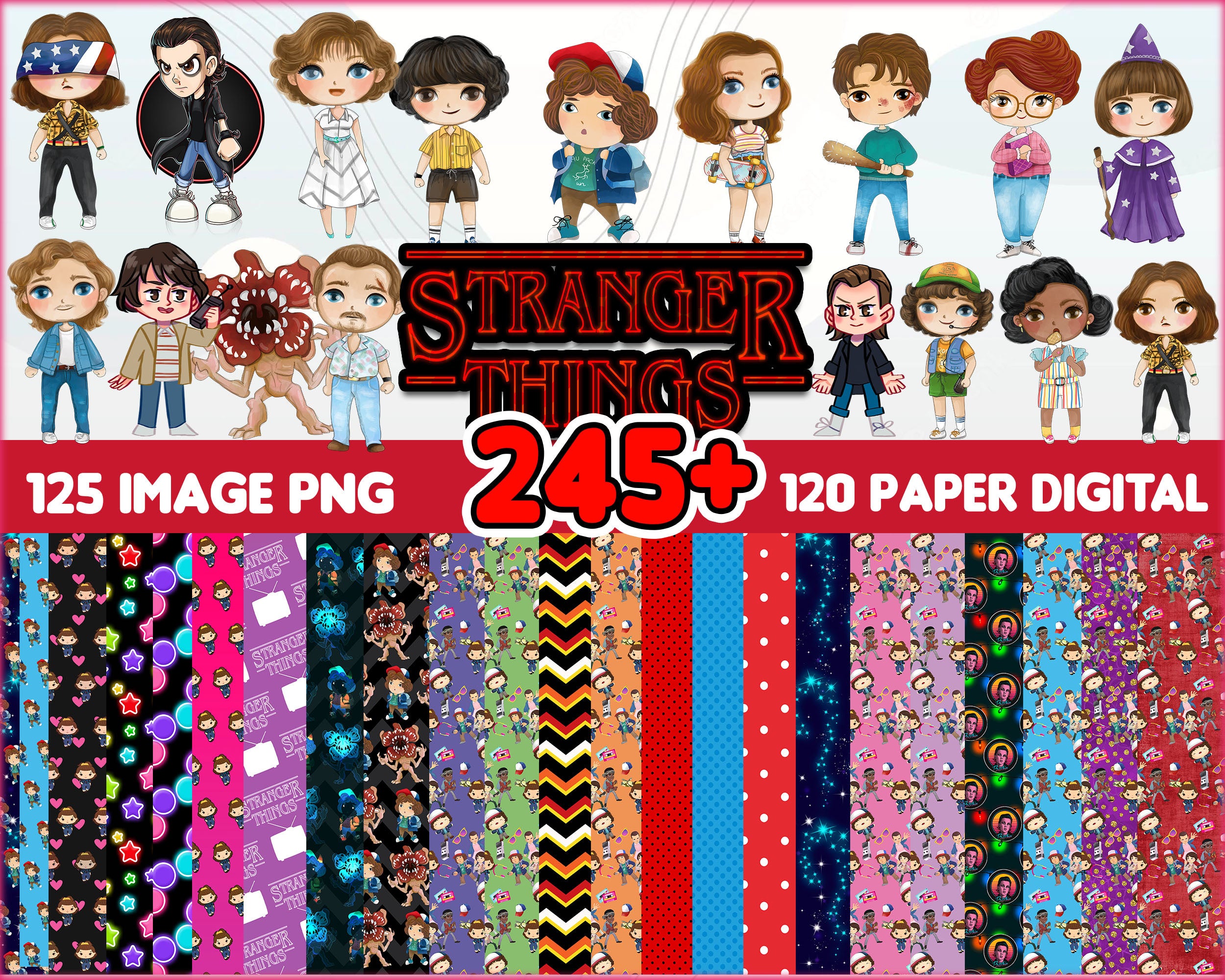 245  FIle Paper Digital Stranger Things SVG Bundle Stranger Things PN