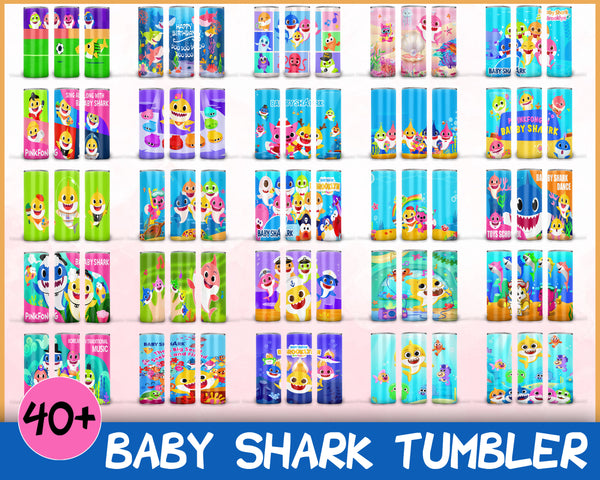 40+Baby Shark Tumbler Designs Bundle PNG High Quality, Designs 20 oz sublimation, Bundle Design Template for Sublimation